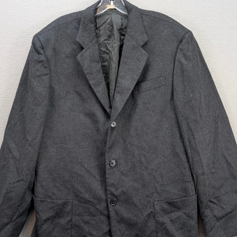 Donna‎ Karan Signature Blazer Mens 42 Long Cashmere Gray 3 Button Jacket Office